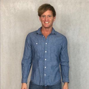Express men, button up long sleeve, Blue, size medium